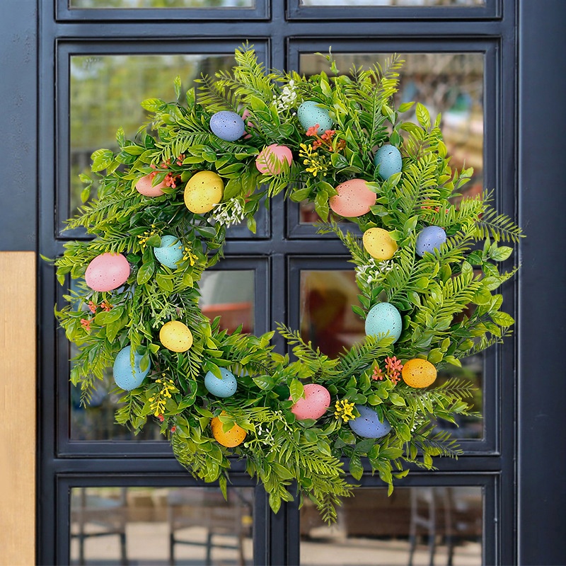 Easter,Friendship Gifts,Thank You,Easter Egg Wreath – Holiday Decoration Door Hanging Wreath